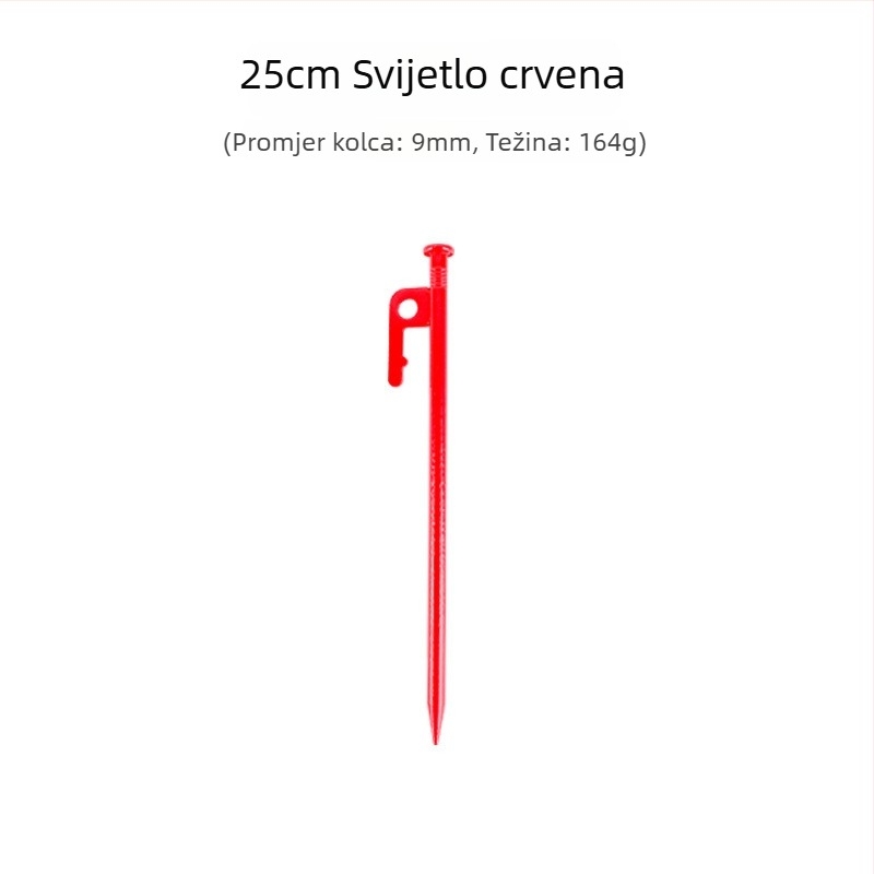 Šatorski klinovi – čelični, dugi i debeli; pogodni za snijeg i pijesak (Materijal: čelik; Tip: šatorski klinovi)