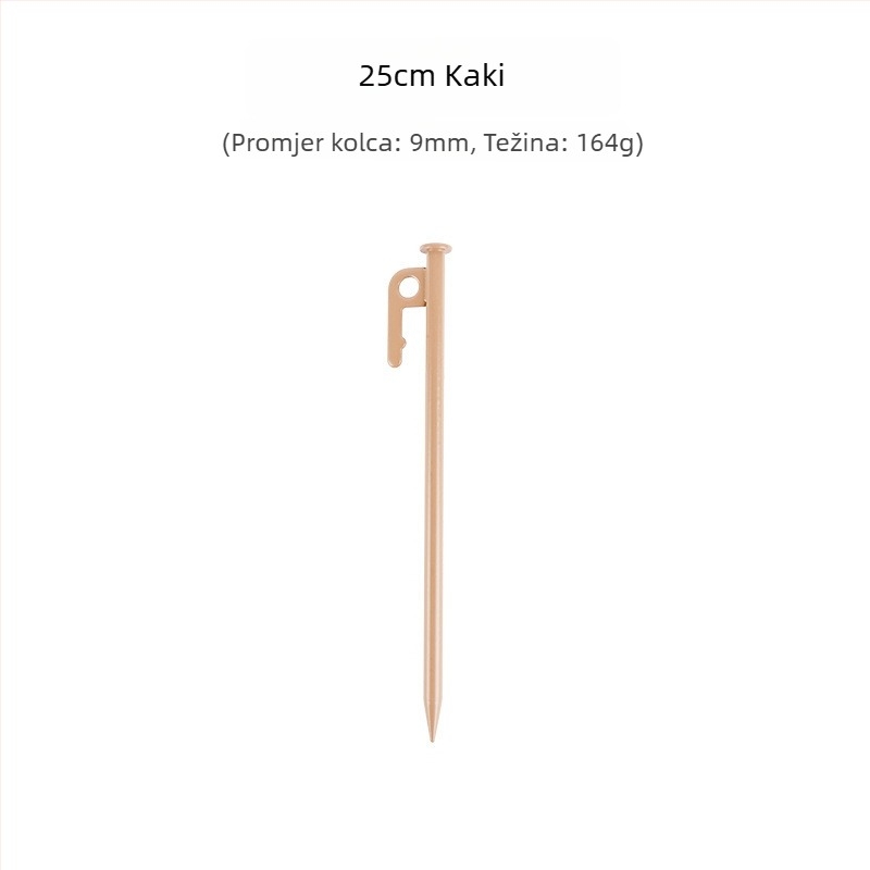 Šatorski klinovi – čelični, dugi i debeli; pogodni za snijeg i pijesak (Materijal: čelik; Tip: šatorski klinovi)