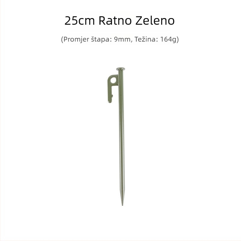 Šatorski klinovi – čelični, dugi i debeli; pogodni za snijeg i pijesak (Materijal: čelik; Tip: šatorski klinovi)