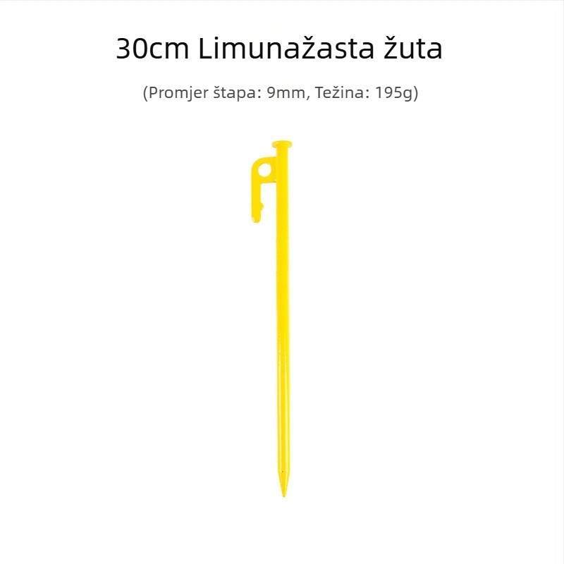 Šatorski klinovi – čelični, dugi i debeli; pogodni za snijeg i pijesak (Materijal: čelik; Tip: šatorski klinovi)