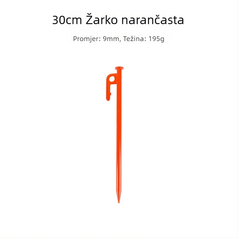 Šatorski klinovi – čelični, dugi i debeli; pogodni za snijeg i pijesak (Materijal: čelik; Tip: šatorski klinovi)
