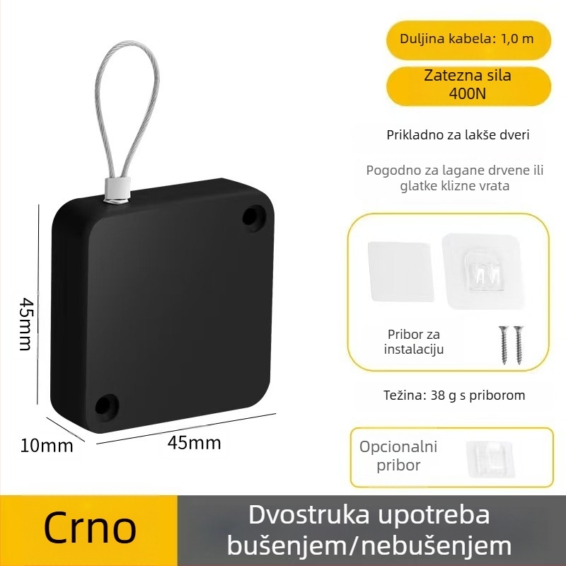 Zatvarač vrata bez bušenja | plastični materijal, automatsko vraćanje, moderni minimalistički stil, marka Yuli