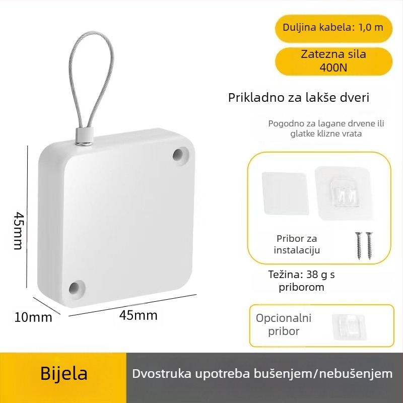 Zatvarač vrata bez bušenja | plastični materijal, automatsko vraćanje, moderni minimalistički stil, marka Yuli