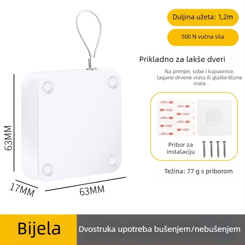 Zatvarač vrata bez bušenja | plastični materijal, automatsko vraćanje, moderni minimalistički stil, marka Yuli