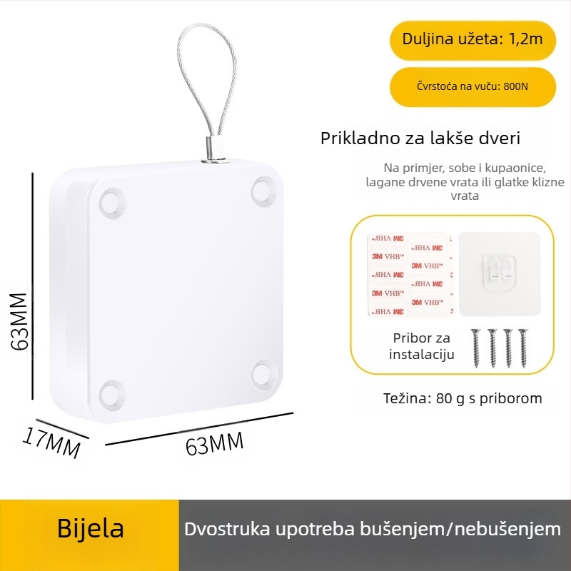 Zatvarač vrata bez bušenja | plastični materijal, automatsko vraćanje, moderni minimalistički stil, marka Yuli