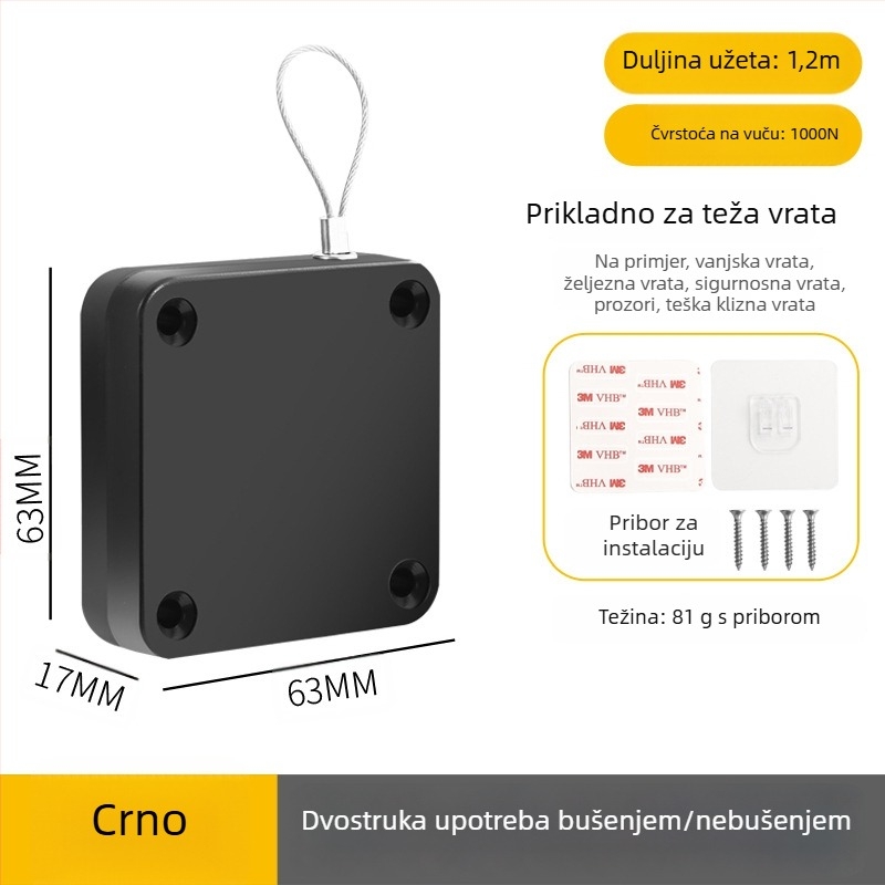 Zatvarač vrata bez bušenja | plastični materijal, automatsko vraćanje, moderni minimalistički stil, marka Yuli