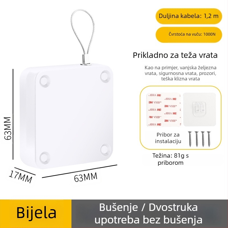 Zatvarač vrata bez bušenja | plastični materijal, automatsko vraćanje, moderni minimalistički stil, marka Yuli