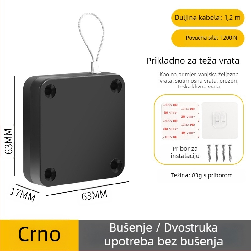 Zatvarač vrata bez bušenja | plastični materijal, automatsko vraćanje, moderni minimalistički stil, marka Yuli