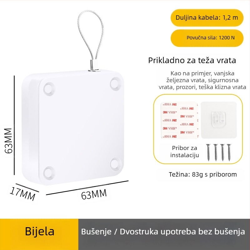 Zatvarač vrata bez bušenja | plastični materijal, automatsko vraćanje, moderni minimalistički stil, marka Yuli