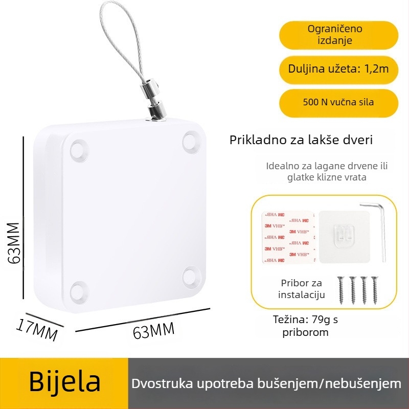 Zatvarač vrata bez bušenja | plastični materijal, automatsko vraćanje, moderni minimalistički stil, marka Yuli
