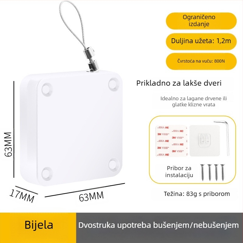Zatvarač vrata bez bušenja | plastični materijal, automatsko vraćanje, moderni minimalistički stil, marka Yuli