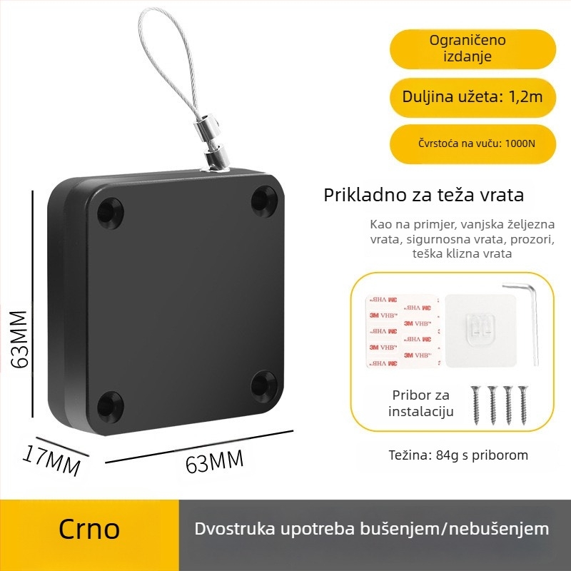 Zatvarač vrata bez bušenja | plastični materijal, automatsko vraćanje, moderni minimalistički stil, marka Yuli
