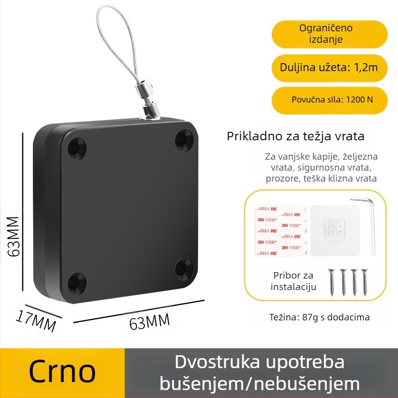 Zatvarač vrata bez bušenja | plastični materijal, automatsko vraćanje, moderni minimalistički stil, marka Yuli