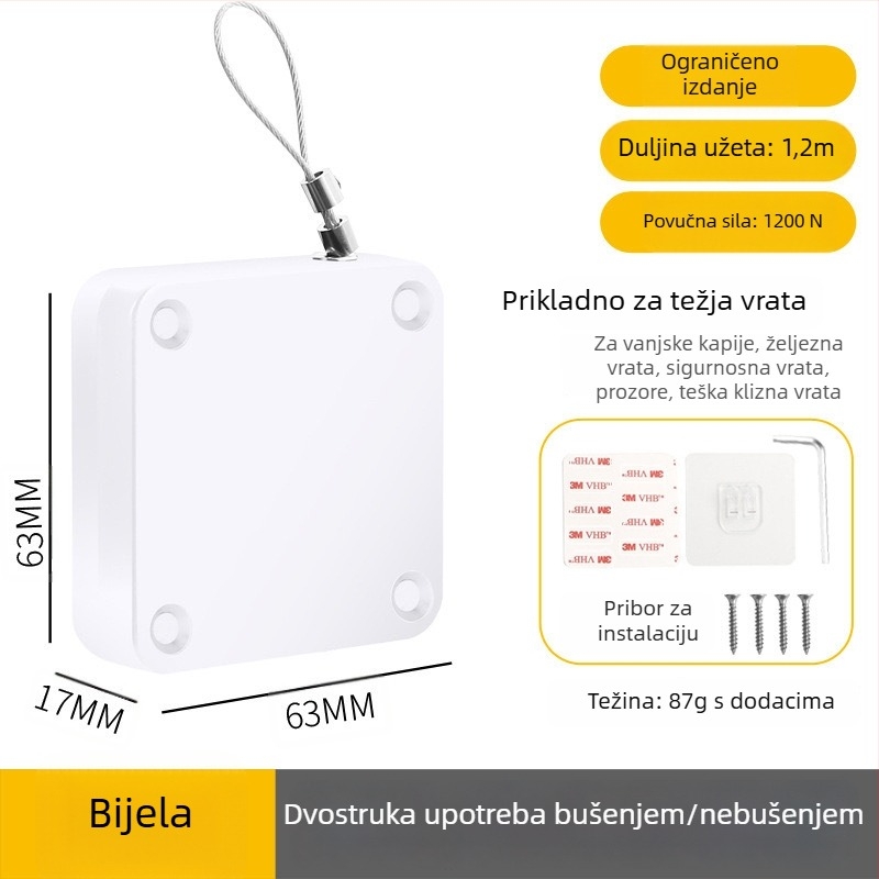 Zatvarač vrata bez bušenja | plastični materijal, automatsko vraćanje, moderni minimalistički stil, marka Yuli