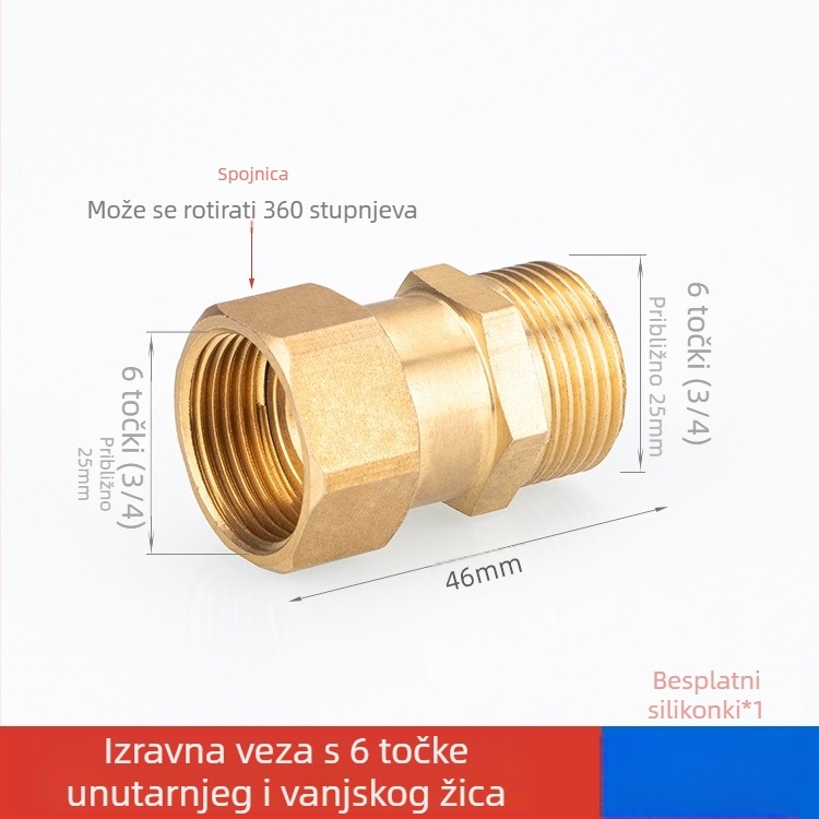 Bakreni spoj cijevi s unutarnjim i vanjskim navojem – redukcijski spoj za vodovodne instalacije