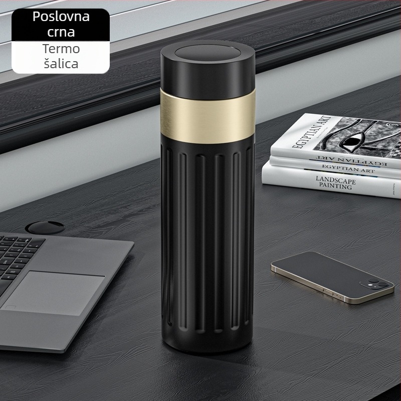 Termos šalice od nehrđajućeg čelika 316, unutarnja posuda 316, vanjski omotač 201, vakuumska izolacija 6-12 sati, čajni separator, prikaz temperature