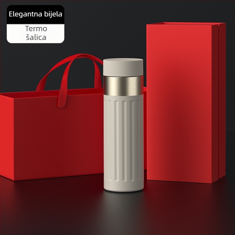 Termos šalice od nehrđajućeg čelika 316, unutarnja posuda 316, vanjski omotač 201, vakuumska izolacija 6-12 sati, čajni separator, prikaz temperature