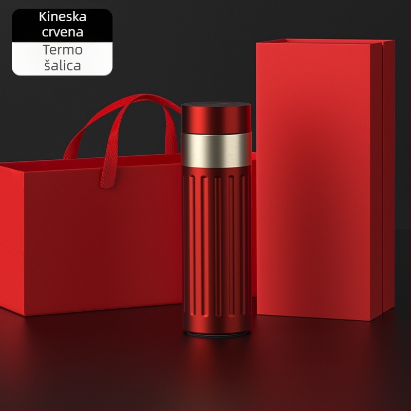 Termos šalice od nehrđajućeg čelika 316, unutarnja posuda 316, vanjski omotač 201, vakuumska izolacija 6-12 sati, čajni separator, prikaz temperature