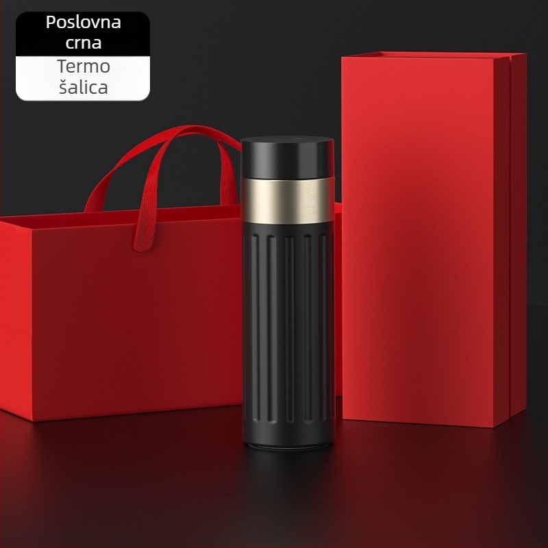 Termos šalice od nehrđajućeg čelika 316, unutarnja posuda 316, vanjski omotač 201, vakuumska izolacija 6-12 sati, čajni separator, prikaz temperature