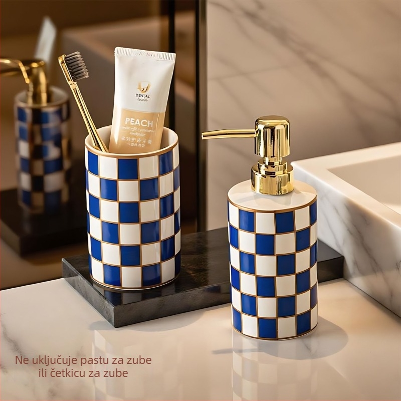 Porcelanski kupaonski set, 2-djelni: pumpica za sapun i bočica losiona; moguć ispis logotipa; prilagodljivo