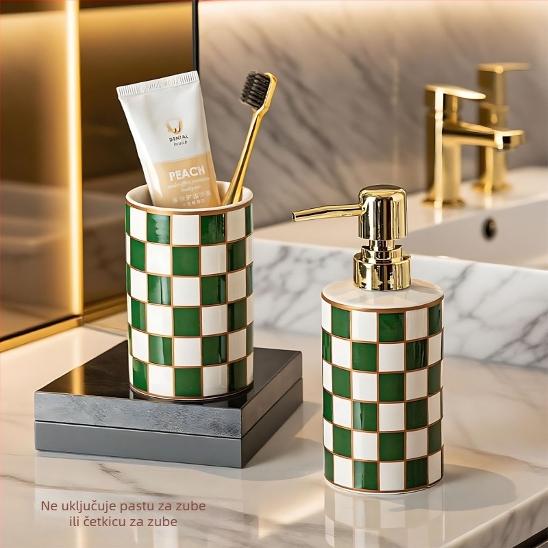 Porcelanski kupaonski set, 2-djelni: pumpica za sapun i bočica losiona; moguć ispis logotipa; prilagodljivo