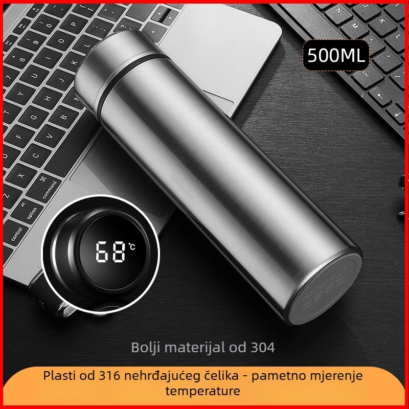 Termos od 316 nerđajućeg čelika s unutarnjim spremnikom, vakuumska izolacija 12–24 h, mjerenje temperature, odvajanje čaja od vode, personalizirano graviranje