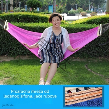 Vanjski mrežasti hamak za kampiranje, bez nosača; površina od pamuka/nylon užeta.