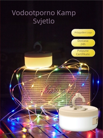 Jiadi LED kamp lampica, vodootporna, punjiva na 5V, dimenzije 90×50 mm, prekidač na ključ