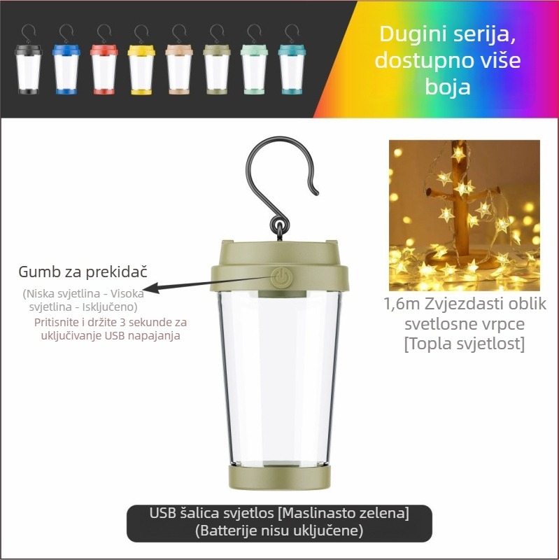 Jiadi LED kamp lampica, vodootporna, punjiva na 5V, dimenzije 90×50 mm, prekidač na ključ