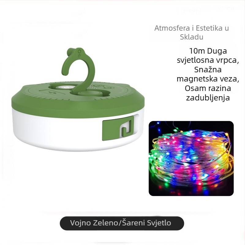 Jiadi LED kamp lampica, vodootporna, punjiva na 5V, dimenzije 90×50 mm, prekidač na ključ