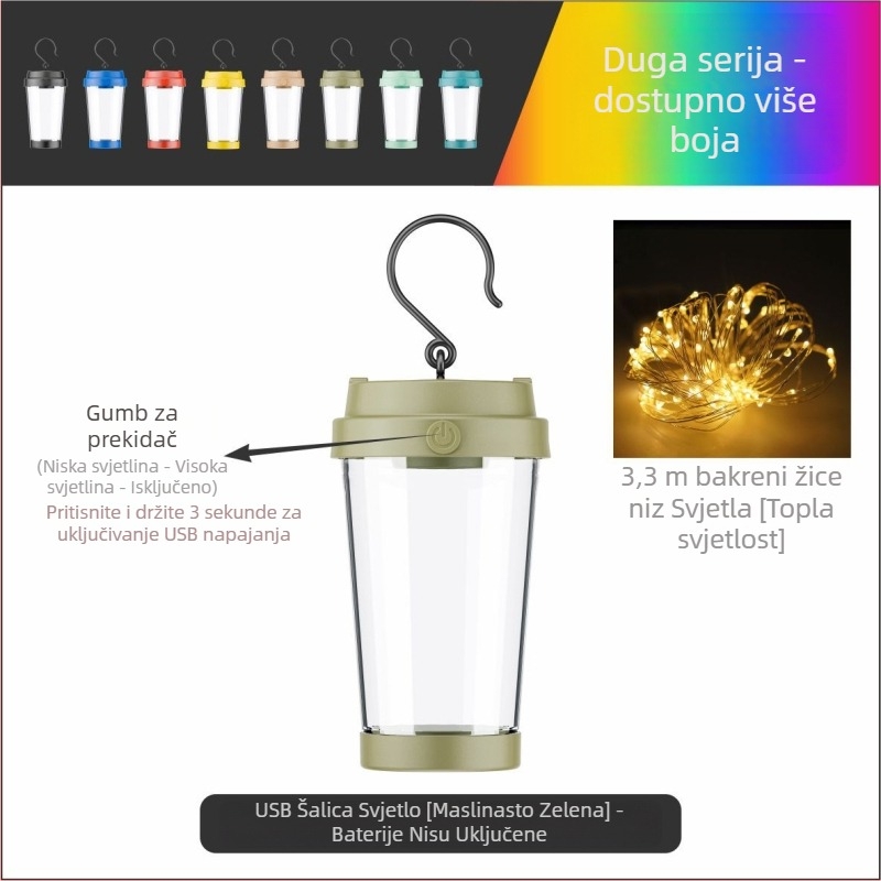 Jiadi LED kamp lampica, vodootporna, punjiva na 5V, dimenzije 90×50 mm, prekidač na ključ