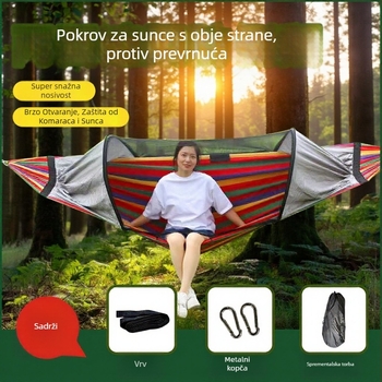 Hamak s mrežom protiv komaraca i suncobranom, platno, nosivost do 600 kg, težina 1.7–2.7 kg, bez nosača, za jednu osobu