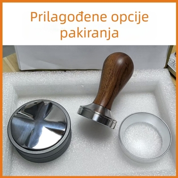 Tamper za espresso s tijelom od nehrđajućeg čelika i drvenom ručkom, 300 g, minimalistički modern stil