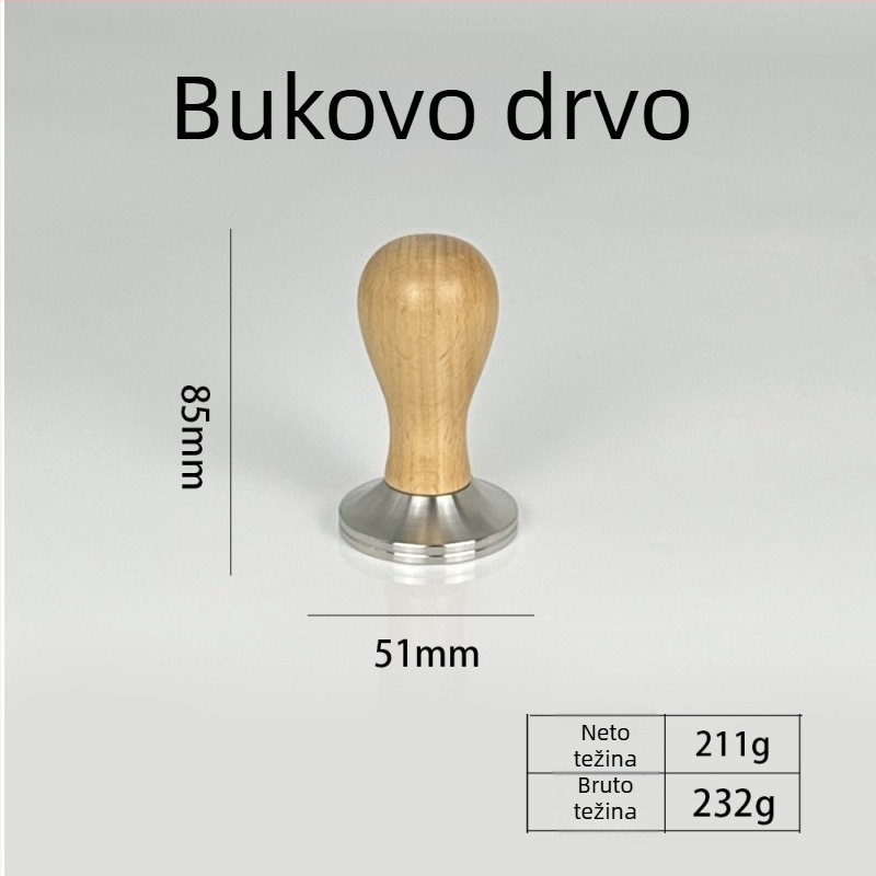 Tamper za kavu od 304 nehrđajućeg čelika, 305 g, za kućnu i kafić upotrebu, mogućnost prilagodbe logotipa