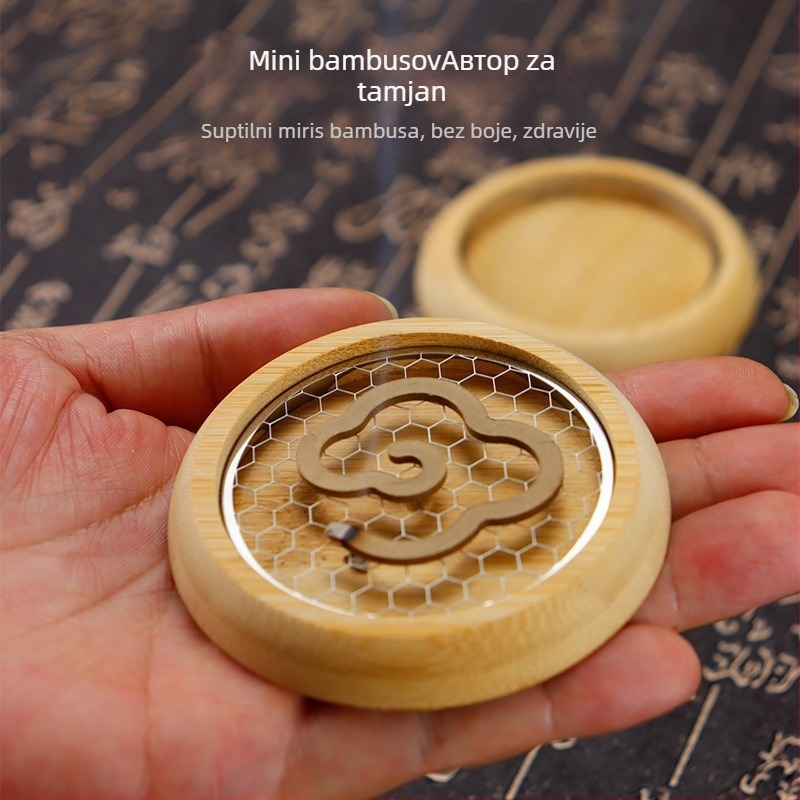 Okrugli tamjanik, kineskog stila, materijal Phoebe, nehrđajući čelik mrežasti držač, polu-ručno i polu-mehaničko izrađivanje