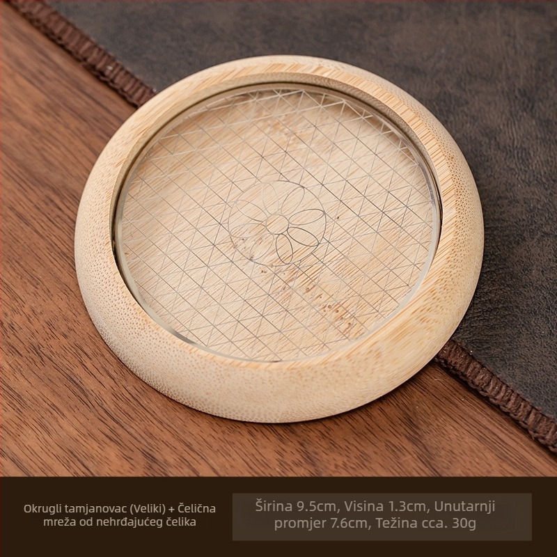 Okrugli tamjanik, kineskog stila, materijal Phoebe, nehrđajući čelik mrežasti držač, polu-ručno i polu-mehaničko izrađivanje