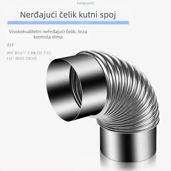 Nehrđajući čelični kutni spoj za ispušni kanal štednjaka na drva i kuhinjske nape, 90°/45°