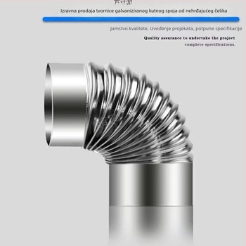 Nehrđajući čelični kutni spoj za ispušni kanal štednjaka na drva i kuhinjske nape, 90°/45°