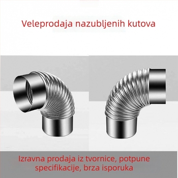 Nehrđajući čelični kutni spoj za ispušni kanal štednjaka na drva i kuhinjske nape, 90°/45°