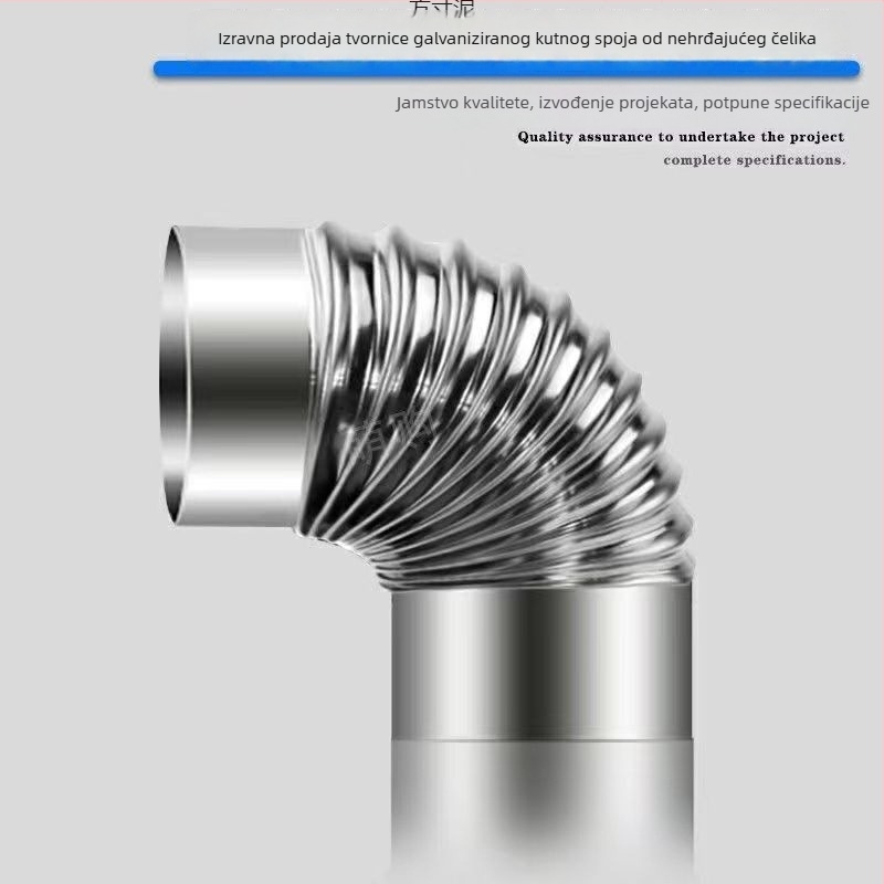 Nehrđajući čelični kutni spoj za ispušni kanal štednjaka na drva i kuhinjske nape, 90°/45°