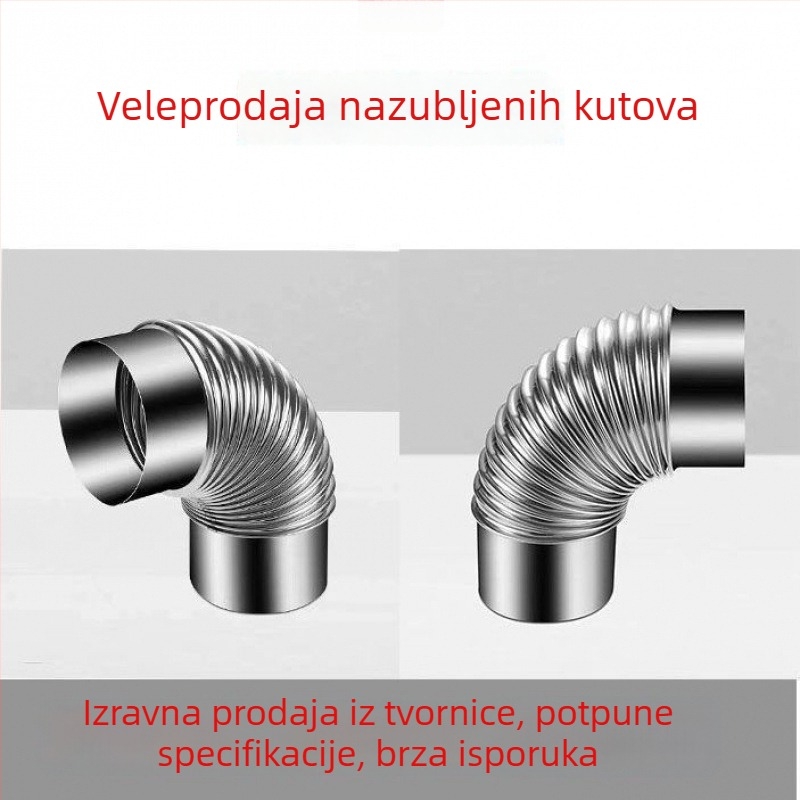 Nehrđajući čelični kutni spoj za ispušni kanal štednjaka na drva i kuhinjske nape, 90°/45°