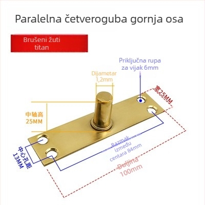 Komplet podne opruge za okvir staklenih vrata: gornja osovska pločica, fiksni osovinski, T-oblik jezgro; Materijal: 304/201 nehrđajući čelik ili pocinčani čelik; Stil: moderni minimalistizam