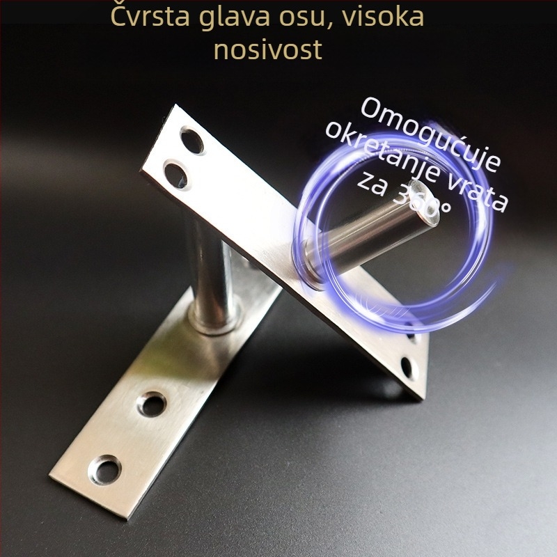 Komplet podne opruge za okvir staklenih vrata: gornja osovska pločica, fiksni osovinski, T-oblik jezgro; Materijal: 304/201 nehrđajući čelik ili pocinčani čelik; Stil: moderni minimalistizam