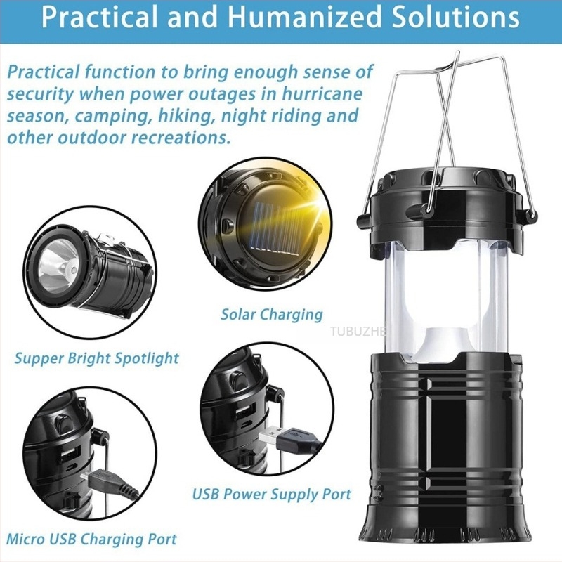 XINSITE/Xinster LED kamping lanterna, 5W, 3.7V, solarna i USB punjiva