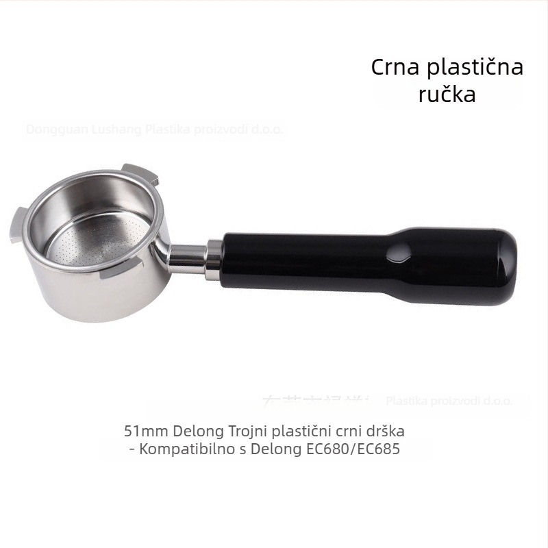 Držač portafiltera bez dna za E61 grupu, nehrđajući čelik s drvenom ručkom; kompatibilan s Delong, Platinum Rich i Aibao