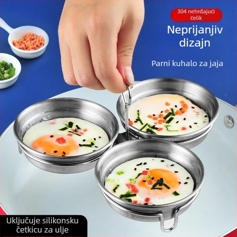 Parna forma za jaja od nehrđajućeg čelika, srcolita kružna forma za dječju hranu – alat za kuhanje jaja