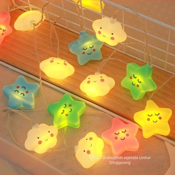 LED viseća dekorativna svjetiljka za šator s motivima zvijezda i duginih oblaka, 20-2000 LED, 3.8W, IP44, napajanje solarnim/DC