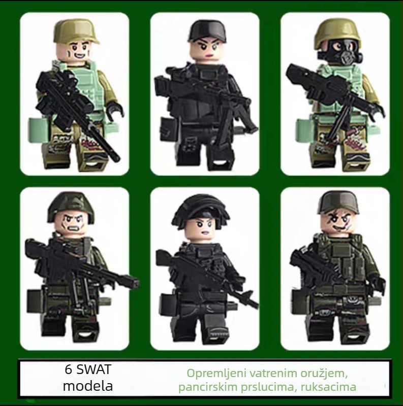 Vojni građevinski set s minifigurama specijalnih snaga, ABS plastika, 50-100 komada, DIY