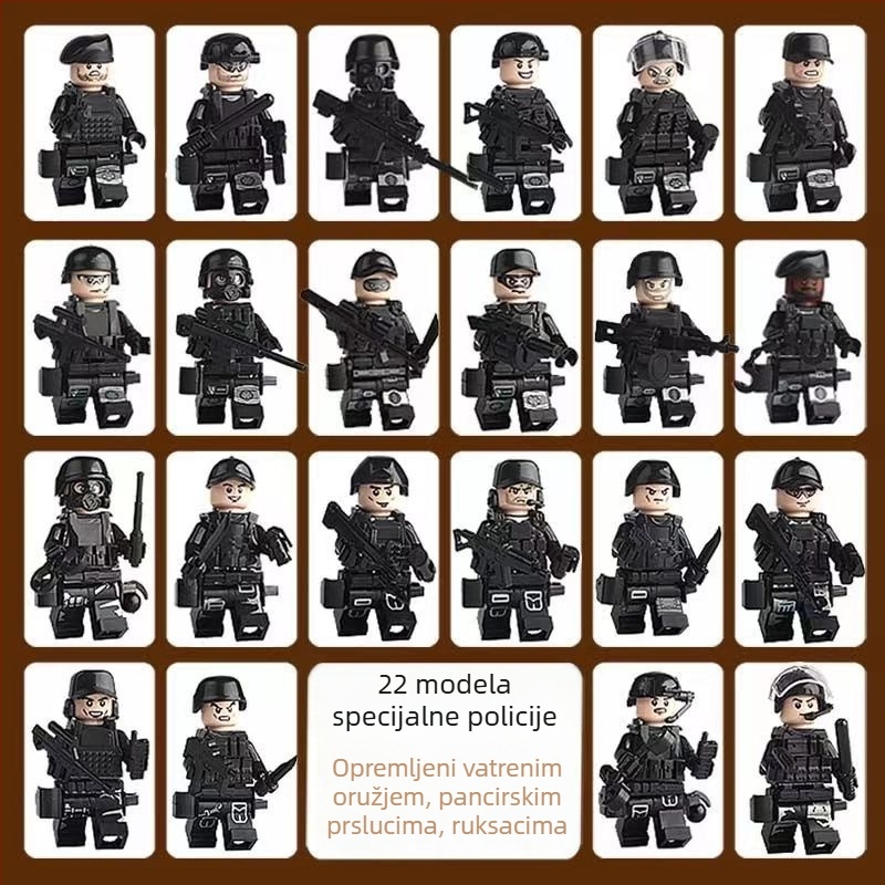 Vojni građevinski set s minifigurama specijalnih snaga, ABS plastika, 50-100 komada, DIY