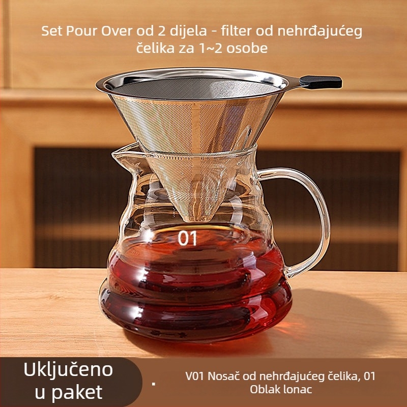 Set ručnog mlinca za kavu za kućnu uporabu i na otvorenom – kompaktan ručni mlin, minimalistički stil, potpuno set